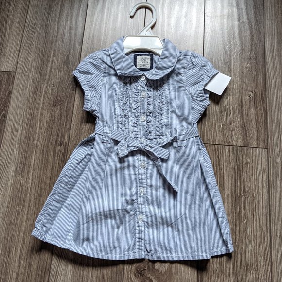 [KIDS 2/$30] NWT Baby Girl (4-6M) - H&M Pintuck Ruffle Striped Dress - Picture 1 of 6
